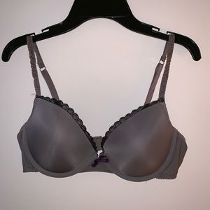 NWOT 36B push up black lace grey bra